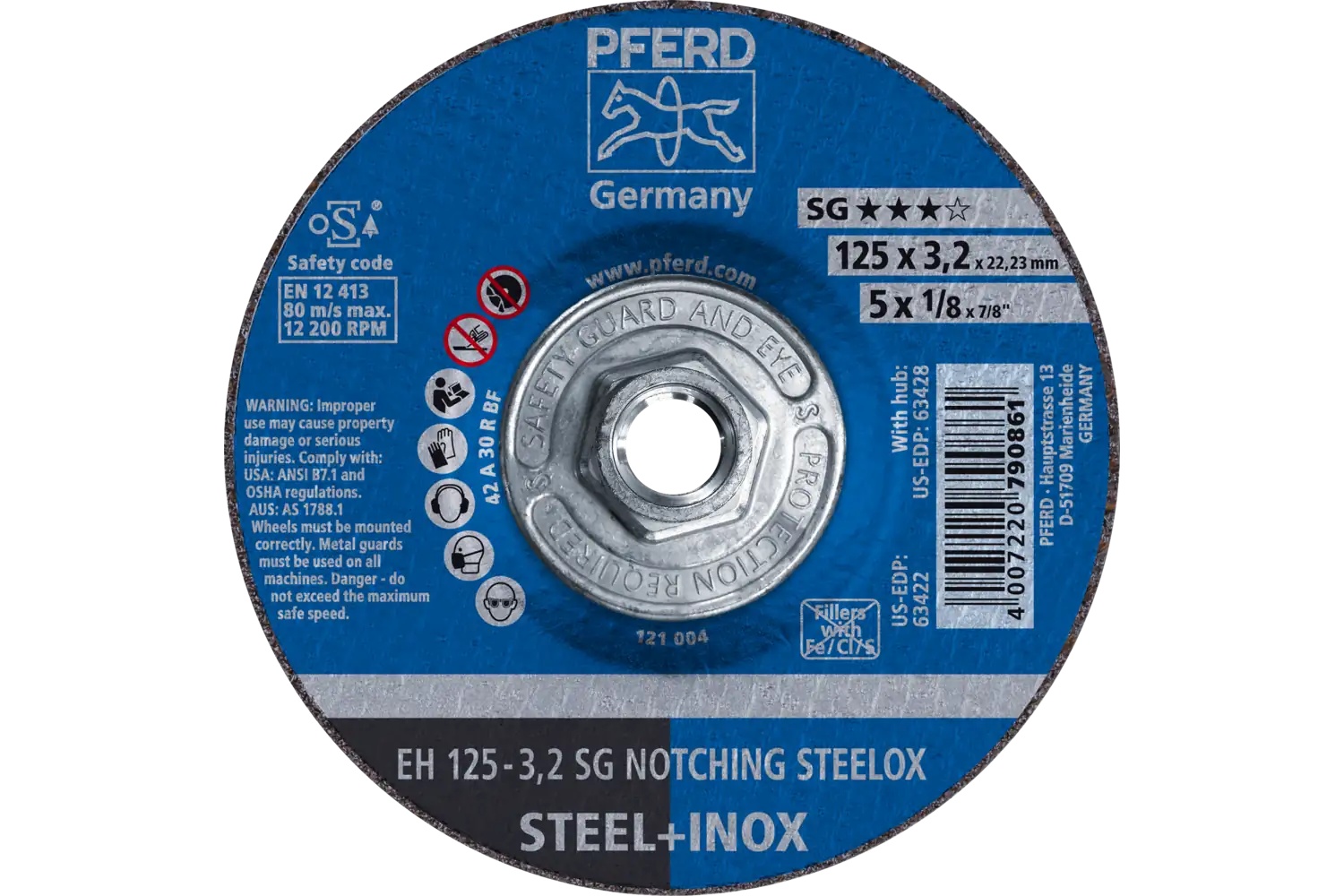 Picture of Pferd Grinding Wheel, 5" X 1/8 X 5/8-11, Sg Notching Steelox, T27, Aluminum Oxide
